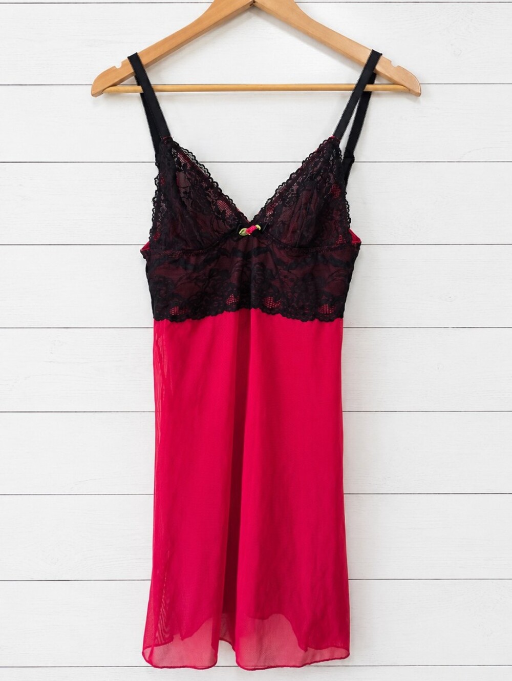 Seven Til Midnight Black & Red Lace Chemise Size M